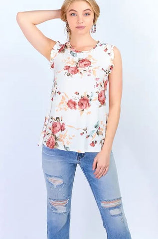 Floral Ruffle Sleeve Women's Tank (Comes in Mommy & Me)