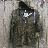 Wild Grizzly Bear Zip Up Hoody on Camo