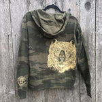 Wild Grizzly Bear Zip Up Hoody on Camo