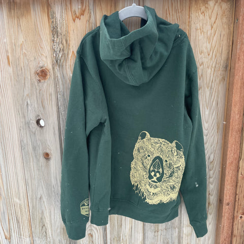 Kids Wild Grizzly Bear Alpine Green Zip Hoody