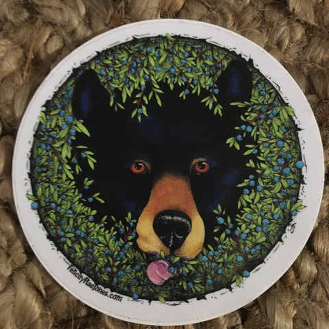 Black Bear in Blueberry Patch Sticker