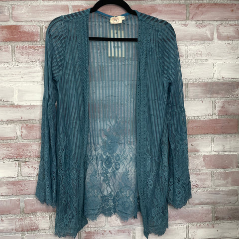 Country Chic Detailed Lace Kimono, French Blue
