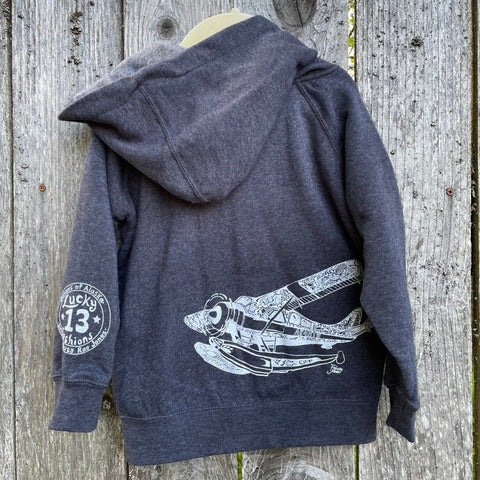 Beaver Float Plane Kid's Zip Hoody Midnight