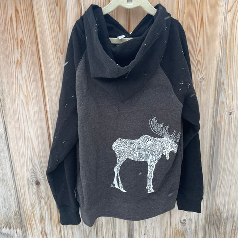 Moose Black & Charcoal Kid's PO Hoody