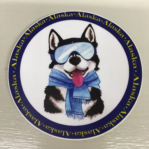 Alaska Around Fun Husky Dog Sticker